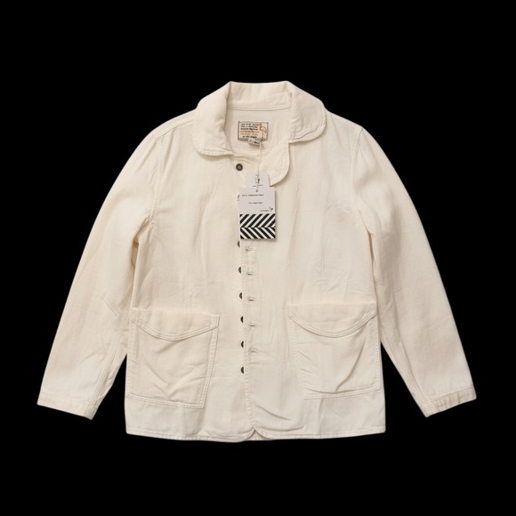 Sandrine Rose Jackets & Blazers - Sandrine Rose Cream Chore Jacket NWT Cotton Linen Workwear Style Size L